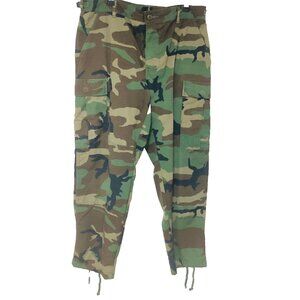 Woodland Camo Combat Pants Men 35x29.5 Hot Weather Ripstop Cargo Button Fly BDU
